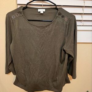 J Jill button shoulder detail 3/4 top